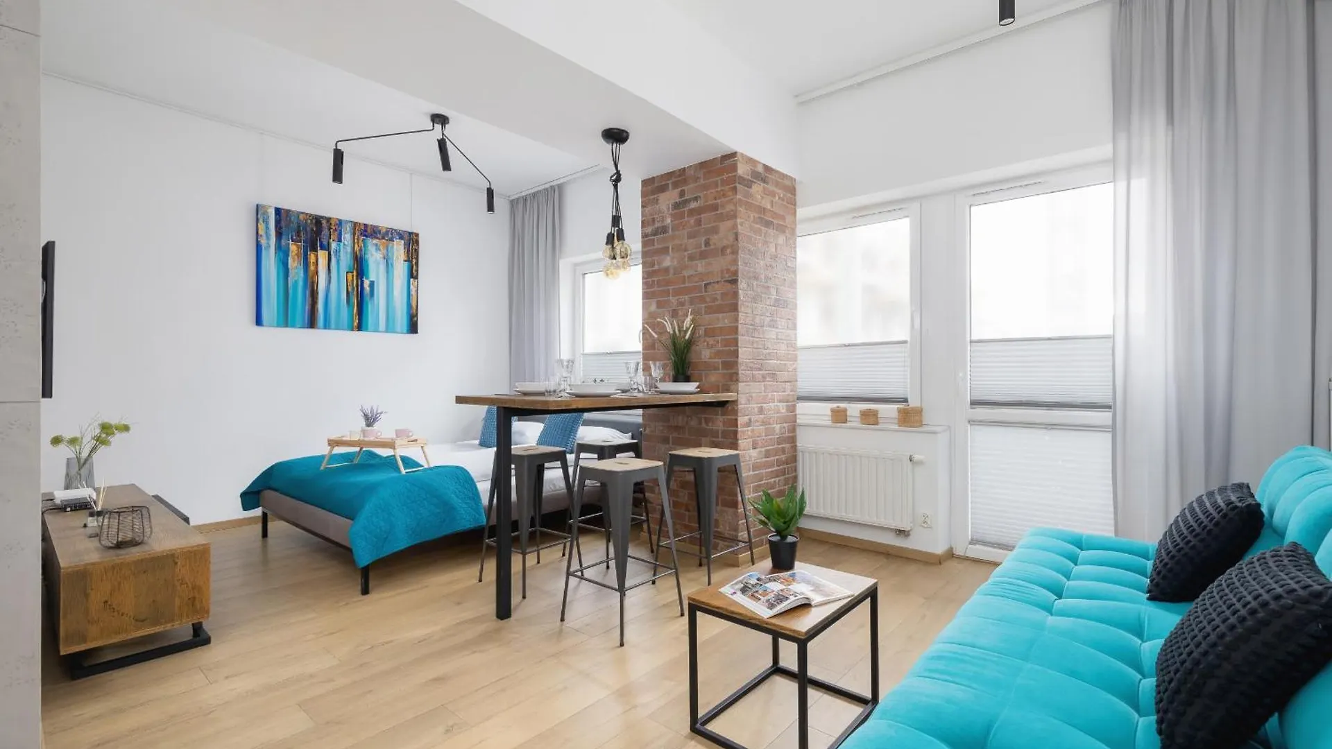 Turquoise Studio With Balcony & Air Conditioning Krakow By Noclegi Renters Pologne